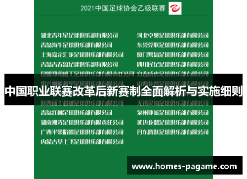 中国职业联赛改革后新赛制全面解析与实施细则