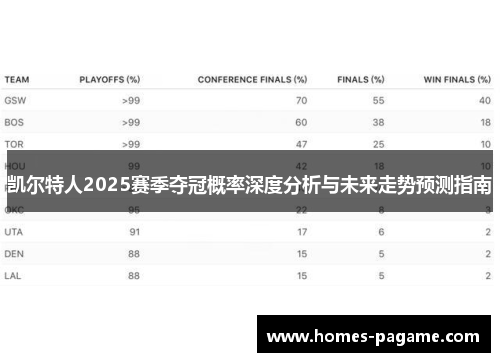 凯尔特人2025赛季夺冠概率深度分析与未来走势预测指南