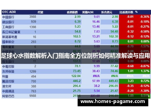 足球心水指数解析入门指南全方位剖析如何精准解读与应用